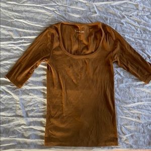 Everlane Pima Micro-Rib Scoop-Neck Tee Acorn XS